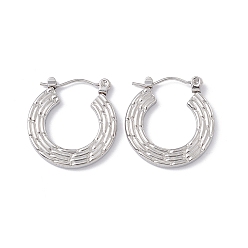 Stainless Steel Color 304 Stainless Steel Donut Hoop Earrings for Women, Stainless Steel Color, 21x20x2mm, Pin: 0.6mm