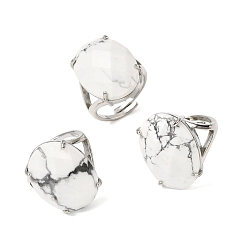 Говлит Натуральные ручки для рук Howlite, медные кольца, гранёное яйцо, стойки покрытие, 19 мм