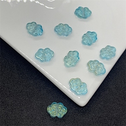 Turquoise Foncé Perles de verre tchèques transparentes, nuage de bon augure, turquoise foncé, 13x9mm