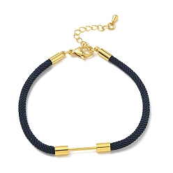 Prussian Blue Nylon Cord Bracelet Making, with Brass Beadable Bar, Golden, Prussian Blue, 6.89x0.16 inch(17.5x0.4cm)