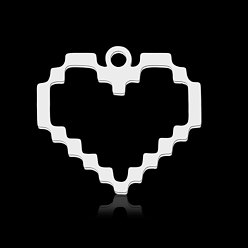 Stainless Steel Color 201 Stainless Steel Pendants, Heart, Stainless Steel Color, 16x18x1mm, Hole: 1.4mm