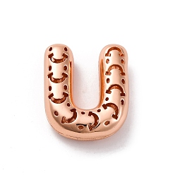 Letter U Латунные подвески, стойки покрытие, долговечный, без кадмия и без свинца, подвески с полыми буквами, Буква U, 22x18.5x7 мм, отверстие : 4.7x3 мм