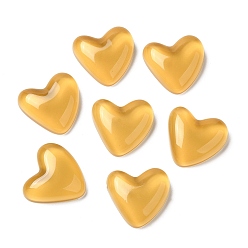 Goldenrod Translucent Resin Cabochons, Heart, Goldenrod, 24x25.5x8mm