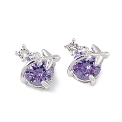 Сланцево-синий Латунные подвески в виде самолета, инкрустированные кубическим цирконием, 925 серебро покрытием, синевато-серый, 13x12.5x9 мм, отверстие : 1.4 мм