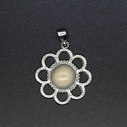 Natural Agate Natural White Agate Pendants, Flower Charms, 32x26x6mm