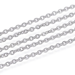 Stainless Steel Color 304 Stainless Steel Cable Chains, Soldered, Flat Oval, Stainless Steel Color, 2x1.7x0.4mm