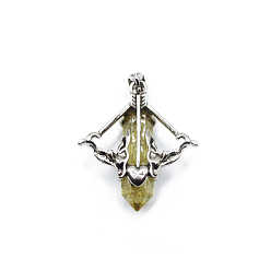 Citrine Natural Citrine Resin Pointed Pendants, Arrow Charms with Antique Silver Plated Alloy Findings, 38x35mm