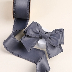 Slate Gray 10 Yards Polyester Ruffled Ribbons, for Bowknot, Clothing Ornament, Slate Gray, 1 inch(25mm)