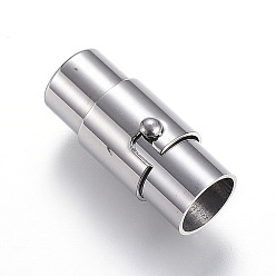 Stainless Steel Color 304 Stainless Steel Locking Tube Magnetic Clasps, Column, Stainless Steel Color, 18x8mm, Hole: 6mm