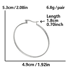 Серебро 304 из нержавеющей стали овальные серьги обруча, серебряные, 53x49 мм