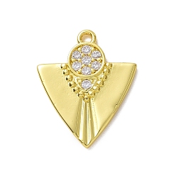 Real 18K Gold Plated Eco-friendly Rack Plating Brass Micro Pave Cubic Zirconia Pendants, Cadmium Free & Lead Free, Long-Lasting Plated, Arrowhead Charm, Real 18K Gold Plated, 18x14.5x1.5mm, Hole: 1.4mm