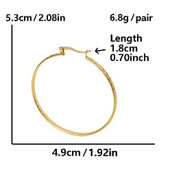 Золотой 304 из нержавеющей стали овальные серьги обруча, золотые, 53x49 мм