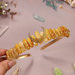 Желтый авантюрин Резинки для волос из натурального желтого авантюрина, корона для волос, для женщин девушек, 200x150x8 мм