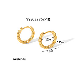 Золотой 304 стальные скрученные серьги обруча нержавеющей, золотые, 15x2.5x10 мм