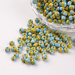Sky Blue 8/0 Opaque Colours Seep Glass Beads, Round Seed Beads, Sky Blue, 2.5~3x2~3mm, Hole: 0.8mm, about 15000pcs/450g