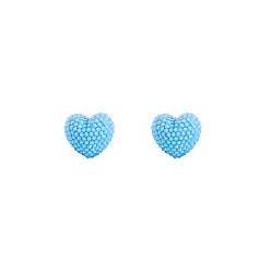 E1998-10/Sky Blue Heart 925 Silver Heart-shaped Stud Earrings - Minimalist Geometric Circle Earings, Cute and Stylish.
