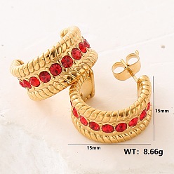 Золотой Серьги-гвоздики из нержавеющей стали в форме буквы С, золотые, 15x15 мм