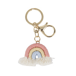 #5 Nordic style small rainbow pendant handmade cotton thread weaving key chain tassel bag car ornament female