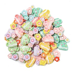 Mixed Color Opaque Resin Decoden Cabochons, Flower Vase, Mixed Color, 26x19x7mm