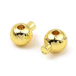 Real 18K Gold Plated Brass Crimp Beads, Long-Lasting Plated, Round, Real 18K Gold Plated, 5x3.5x3.5mm, Hole: 0.9mm