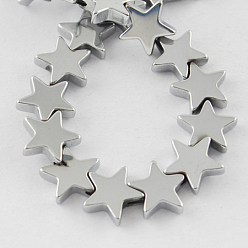 с Платиновым Покрытием Немагнитные синтетический гематит бисер пряди, класс А, звезда, с покрытием платиным, 6x6x2 мм, отверстие : 1 мм, 85 шт / нитка, 15.5 дюйм