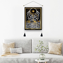 Others Tarot Polyester Skull Pattern Wall Hanging Tapestry, for Bedroom Living Room Decoration, Rectangle, Picture: 500x350mm