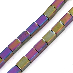 (966) Внутренний цвет Кристалл / Лиловато-лиловый на подкладке Гальванические нити из синтетических немагнитных гематитовых бусин, кубоид, с покрытием цвета радуги, 5x3x3 мм, отверстие : 1 мм, около 82~83 шт / нитка, 15.98~16.38'' (40.6~41.6 см)