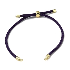 Dark Slate Blue 3MM Adjustable Round Nylon Braided Cord Bracelet Making, with Golden Brass Findings, Fit for Connector Charms, Dark Slate Blue, 8.66 inch(22cm), Hole: 1.5mm