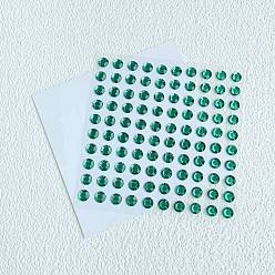 Зеленый Плоские круглые акриловые наклейки со стразами, плоские круглые декоративные наклейки с драгоценными камнями для детского творчества, зелёные, 8 мм