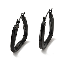 Electrophoresis Black Ионное покрытие (ip) 304 трапециевидные серьги-кольца из нержавеющей стали для женщин, электрофорез черный, 25x26x3.5 мм, штифты : 0.7 мм
