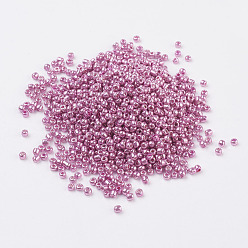 Orchid Glass Seed Beads, Dyed Colors, Round, Orchid, Size: about 4mm in diameter, hole:1.5mm