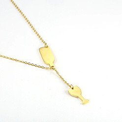 Bottle Простые и стильные 304 ожерелья-лариаты из нержавеющей стали, колье-цепочка свитер для женщин, бутылка