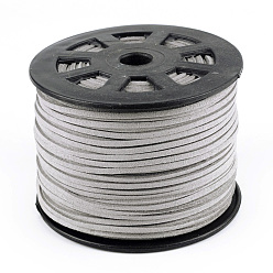 Light Grey Faux Suede Cords, Faux Suede Lace, Light Grey, 1/8 inch(3mm)x1.5mm, about 100yards/roll(91.44m/roll), 300 feet/roll
