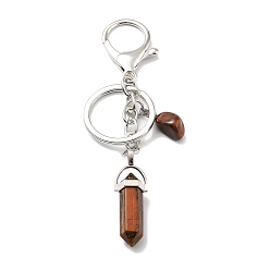 Тигровый глаз Брелок из натурального тигрового глаза, с платиновым покрытием, разрезными кольцами из железа, пуля, 11~11.2 см