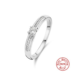 Platinum - Style 6 925 Sterling Silver Diamond Ring for Engagement, Proposal and Daily Wear