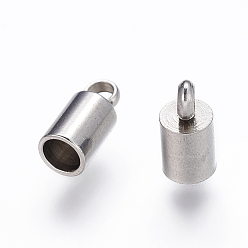 Stainless Steel Color 304 Stainless Steel Cord Ends, Stainless Steel Color, 10x6mm, Hole: 2.2mm, Inner Diameter: 5mm