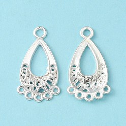 Silver Tibetan Style Chandelier Component Links, teardrop, Silver, 28x15.5x1mm, Hole: 1.5mm, Lead Free and Cadmium Free