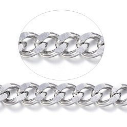Stainless Steel Color Non-Tarnish 3.28 Feet 304 Stainless Steel Cuban Link Chains, Chunky Curb Chains, Unwelded, for Jewelry Making, Stainless Steel Color, 10x8x2mm
