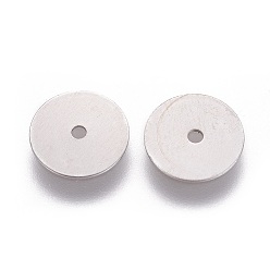 Stainless Steel Color 316 Surgical Stainless Steel Beads, Heishi Beads, Flat Round/Disc, Stainless Steel Color, 8x0.3mm, Hole: 1mm
