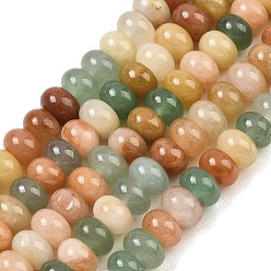 Golden Silk Jade Натуральные разноцветные золотистые шелковые бусины из нефрита гоби, гладкая рондель, 8~8.5x5~5.5 мм, отверстие : 0.8 мм, около 70 шт / нитка, 14.92''~15.08'' ((37.9~38.3 см)