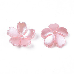 Светло-Коралловый Аэрозольная краска абс пластик имитация жемчуга бусины, цветок, свет коралловый, 14x15x4 мм, отверстие : 1.5 мм