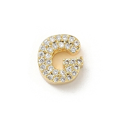 Letter G Латунные микро проложить кубического циркония прелести, без кадмия и без свинца, долговечный, реальный 18 k позолоченный, Буква G, 9.5x8.5x4.5 мм, отверстие : 2x3.5 мм