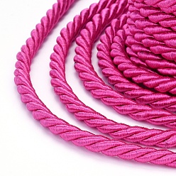 Fuchsia Polyester Cord, Twisted Cord, Fuchsia, 5mm, about 4.37 yards(4m)/roll
