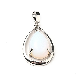 Опал Opalite подвески, слезоточивые прелести, с стеллаж металлизированный платины тон выводов латуни, без кадмия и без свинца, 30.5x20x8 мм, отверстие : 8x5 мм