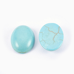Turquoise Synthetic Turquoise Cabochons, Oval, Turquoise, 14~15x10~11x5mm
