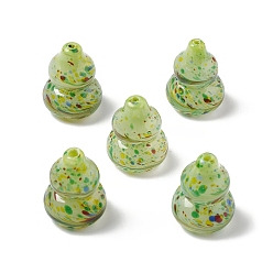 Желто-Зеленый Lampwork бисер, Горлянка, желто-зеленый, 21.5~22x16~16.5 мм, отверстие : 2 мм
