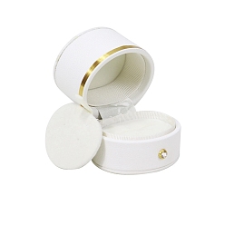 Белый Овальная шкатулка для драгоценностей из искусственной кожи, подарочный футляр для хранения колец на пальцах, с бархатной внутренней частью и съемным ковриком для сережек, для свадьбы, помолвка, белые, 6.5x5.5x6 см