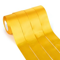 Gold Single Face Solid Color Satin Ribbon, for Crafting, Sewing, Wedding Decorator, Gold, 2 inch(48~50mm), about 25yards/roll(22.86m/roll), 4rolls/group, 100yards/group(91.44m/group)