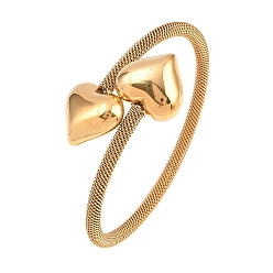 Золотой 304 Браслеты-цепочки из нержавеющей стали для женщин, сердце, ионное покрытие (ip), долговечный, золотые, внутренний диаметр: 2.20 дюйм (5.6 см)