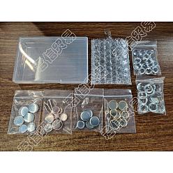 Mixed Color 16Pcs 4 ColorsUnicraftale 304 Stainless Steel Cabochon Settings, Lace Edge Bezel Cups, Flat Round, with Transparent Half Round Glass Cabochons, Mixed Color, 13x4mm